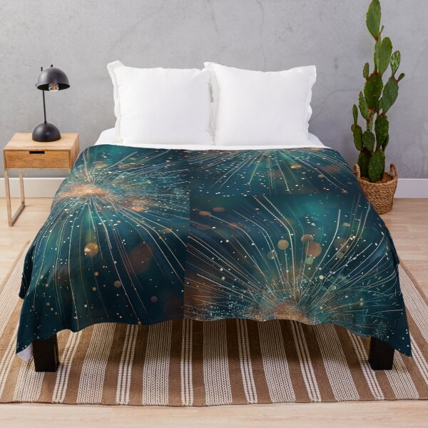 Item preview, Holiday Spark Burst – Teal & Gold Festive Abstract Art designed and sold by MissSparklesAI.