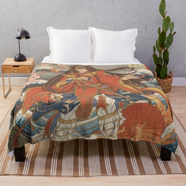 Item preview, Sakura Lantern Warrior Goddess – Anime Ukiyo-e Fantasy with Waves & Mount Fuji designed and sold by Vandy Fullam.