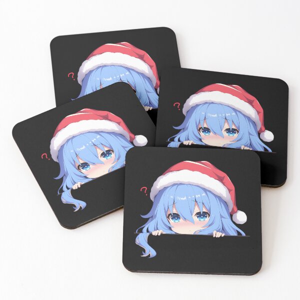 Item preview, Yoshino Himekawa Date A Live Chibi Kawaii Christmas Peeker Soft Blue Anime Girl designed and sold by Raslbazola.