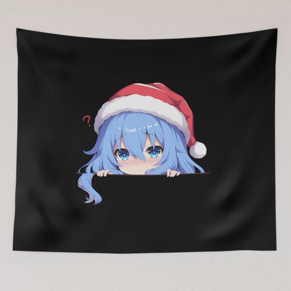 Item preview, Yoshino Himekawa Date A Live Chibi Kawaii Christmas Peeker Soft Blue Anime Girl designed and sold by Raslbazola.