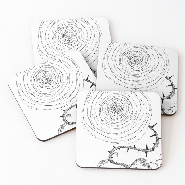 Item preview, Patagonian Rose Gothic Spiral Black and White | Thorn Drawing Dark Line Art designed and sold by Keltoi-art.