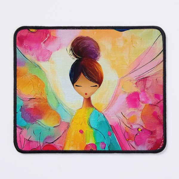 Item preview, Colorful angel with flowers – Cheerful poster, colorful angel wall art, modern wall decor designed and sold by Seelenzauberart.
