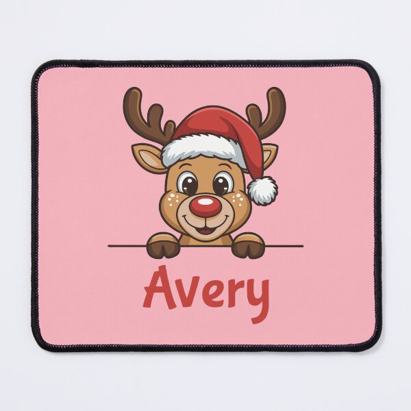 Item preview, Avery Cute Christmas Reindeer Graphic with Santa Hat | Personalized Holiday Gift Idea designed and sold by 89BLACK.