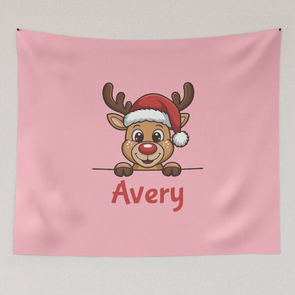 Item preview, Avery Cute Christmas Reindeer Graphic with Santa Hat | Personalized Holiday Gift Idea designed and sold by 89BLACK.