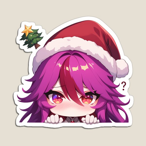 Item preview, Rosaria Genshin Impact Game Christmas Peeker Chibi Kawaii Holiday Anime Girl designed and sold by Raslbazola.