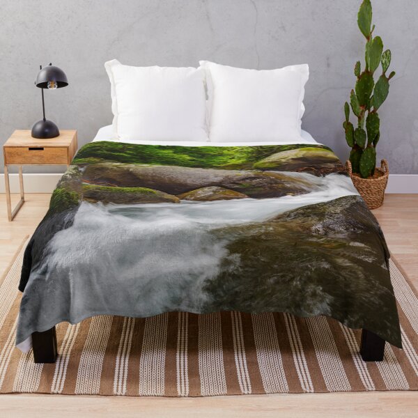 Item preview, Fast-Flowing Mountain Stream Cascading Around Mossy Rocks in the Kawamata River, Yamanashi, Japan designed and sold by Pix4Japan.