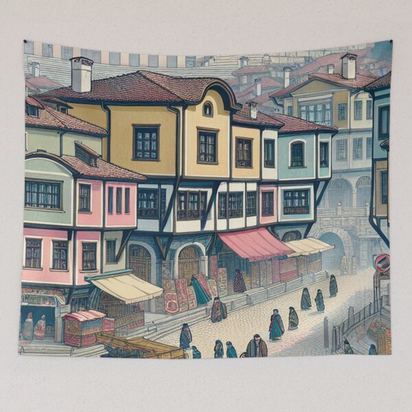 Item preview, Ukiyo-e Woodblock Print of Plovdiv, Bulgaria – Edo-Style Roman Theatre & Old Town designed and sold by Vandy Fullam.