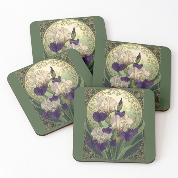 Item preview, Irises February Birthday Flowers Art Nouveau Style designed and sold by taiche.