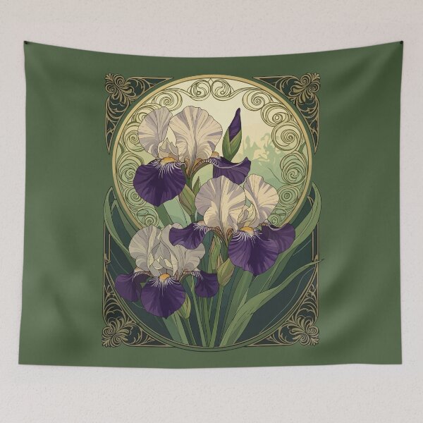 Item preview, Irises February Birthday Flowers Art Nouveau Style designed and sold by taiche.