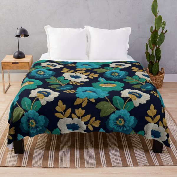 Item preview, Elegant Radiant Floral Embroidered Print For Sunny Interiors designed and sold by RoyalStarsPatts.