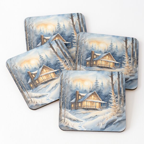 Item preview, Snowy Cabin Christmas Magic designed and sold by PawPrintedArt.