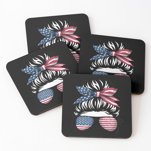 Item preview, Messy Bun American Flag Glasses 4th of July Patriotic  designed and sold by RoyTill0Art.