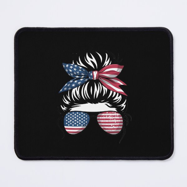 Item preview, Messy Bun American Flag Glasses 4th of July Patriotic designed and sold by RoyTill0Art.