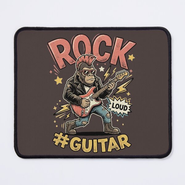 Item preview, Rock Guitar Gorilla - Punk Mohican Monkey Playing Loud Music designed and sold by AwesomeBeyondLimits.