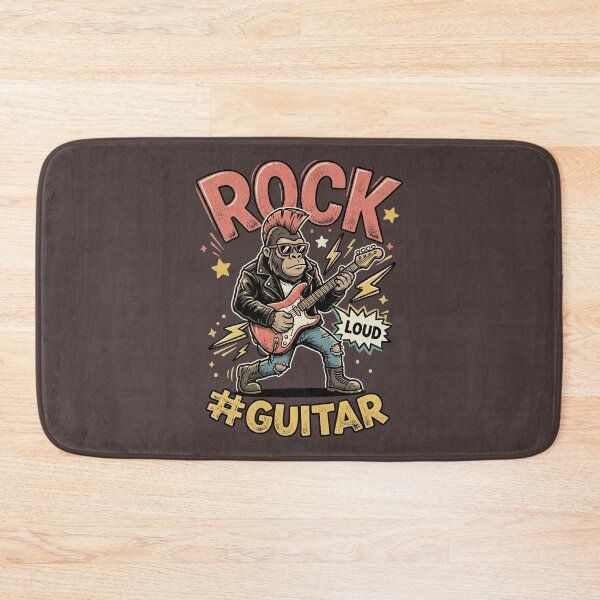 Item preview, Rock Guitar Gorilla - Punk Mohican Monkey Playing Loud Music designed and sold by AwesomeBeyondLimits.