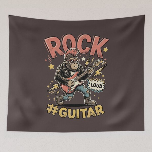 Item preview, Rock Guitar Gorilla - Punk Mohican Monkey Playing Loud Music designed and sold by AwesomeBeyondLimits.