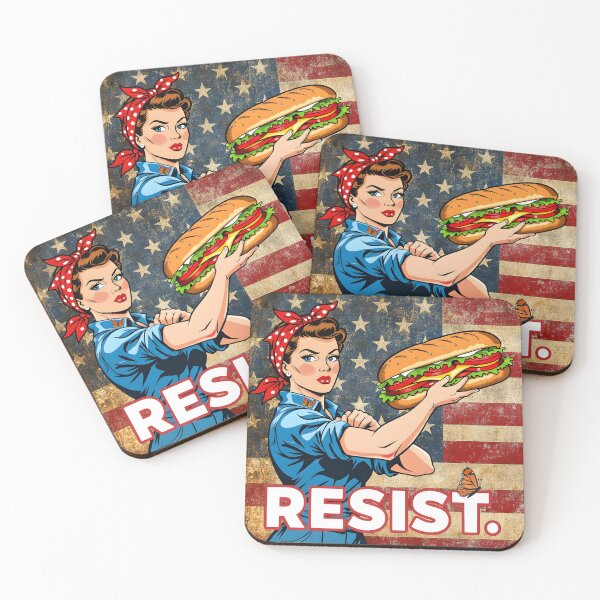 Item preview, Rosie Riveter Protest Art Monarch Butterfly Sandwich Resist designed and sold by SandyMDesigns.