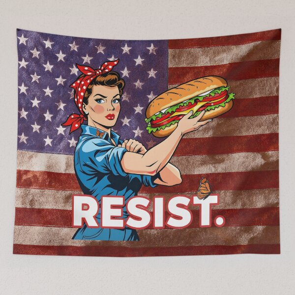 Item preview, Rosie Riveter Protest Art Monarch Butterfly Sandwich Resist designed and sold by SandyMDesigns.