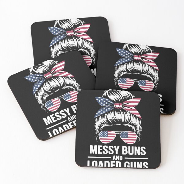 Item preview, Messy Bun and Loaded Guns American Flag 4th of July Women  designed and sold by RoyTill0Art.