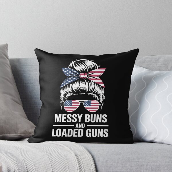 Item preview, Messy Bun and Loaded Guns American Flag 4th of July Women  designed and sold by RoyTill0Art.
