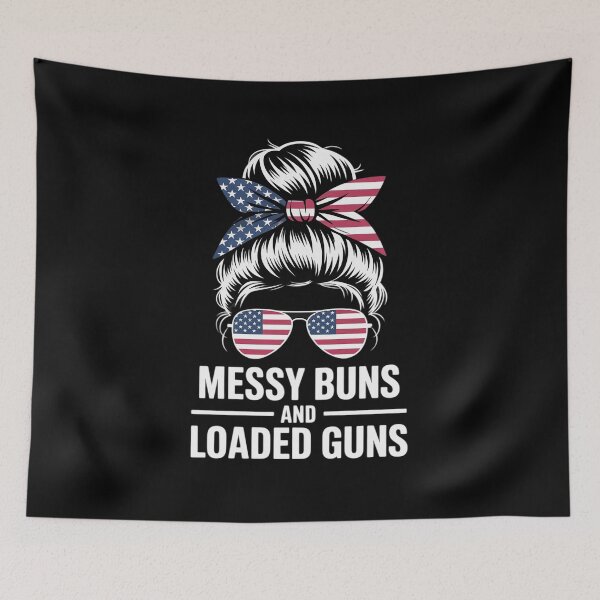 Item preview, Messy Bun and Loaded Guns American Flag 4th of July Women  designed and sold by RoyTill0Art.
