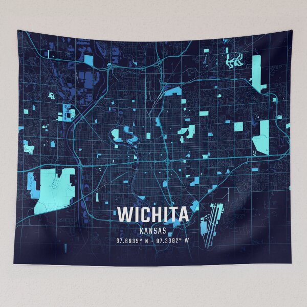 Item preview, Wichita Midnight City Map designed and sold by HomeLivingCo.