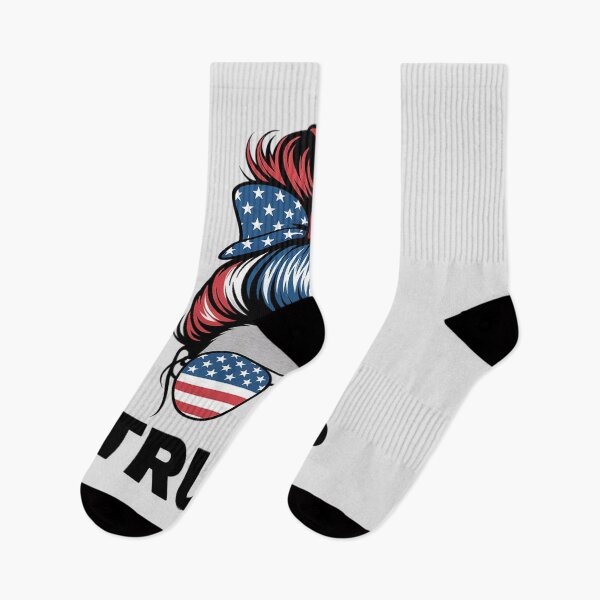 Item preview, Messy Bun USA Flag Girl Trump  designed and sold by RsFilsingerArt.