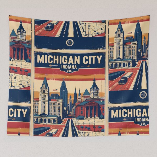 Item preview, Michigan City Indiana 1950s USA Vintage Travel Tourism designed and sold by TravelersGems.