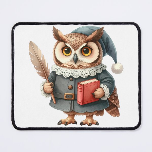 Item preview, Wise Owl with Nightcap, Quill, and Book Illustration designed and sold by takeng07.