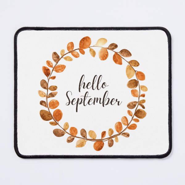 Item preview, Hello September, Brown Leaf Wreath Autumn Monthly Calendar Sticker designed and sold by Moodune.
