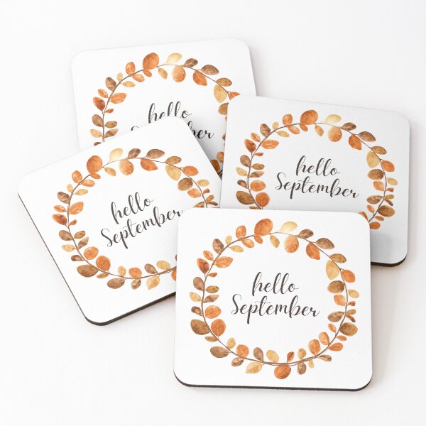 Item preview, Hello September, Brown Leaf Wreath Autumn Monthly Calendar Sticker designed and sold by Moodune.