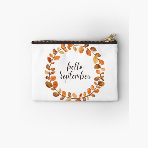 Item preview, Hello September, Brown Leaf Wreath Autumn Monthly Calendar Sticker designed and sold by Moodune.