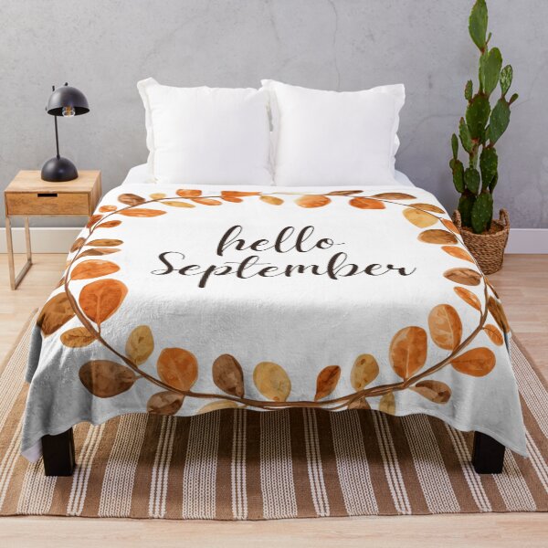 Item preview, Hello September, Brown Leaf Wreath Autumn Monthly Calendar Sticker designed and sold by Moodune.
