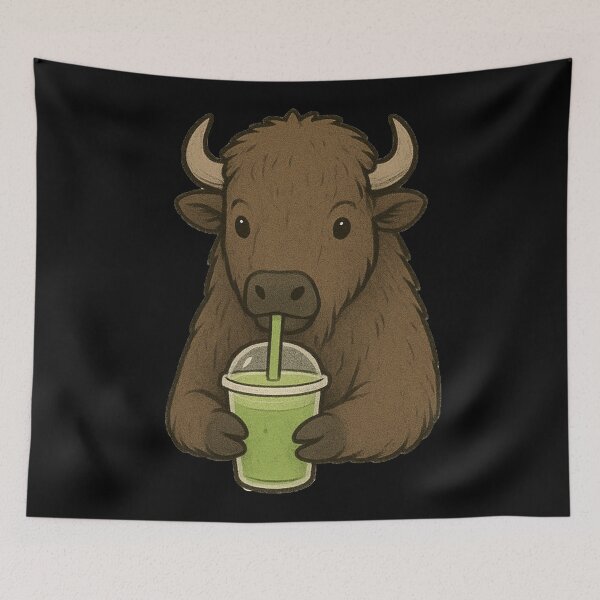 Item preview, drink matcha with cute Bison designed and sold by Ach&Koor.