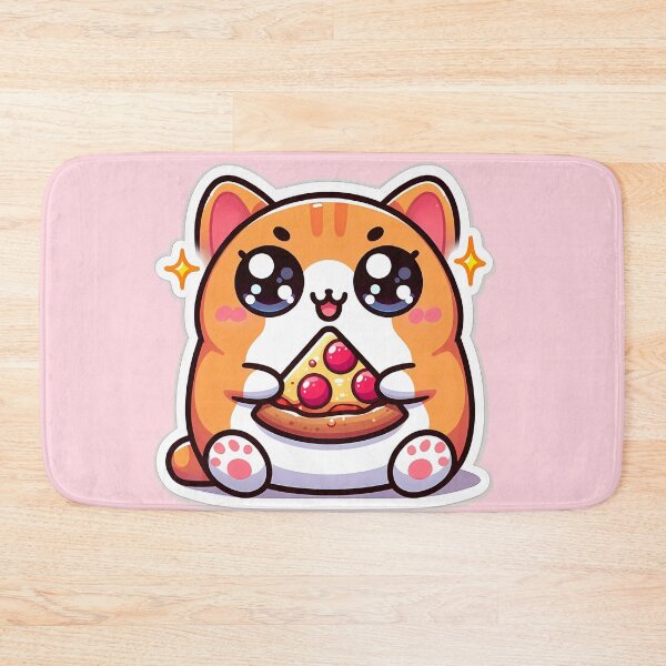 Item preview, Cute Kawaii Chubby Cat Eating Pizza Slice designed and sold by oynipshop.