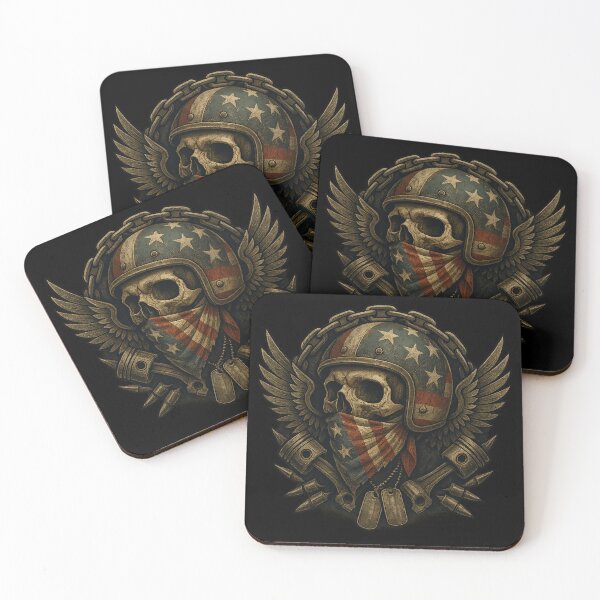 Item preview, Winged skull with USA flag helmet and chain designed and sold by LaNadaYFundante.