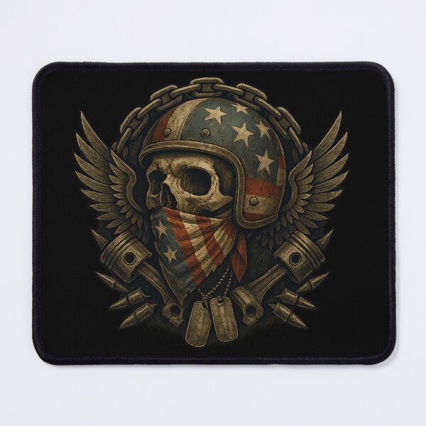 Item preview, Winged skull with USA flag helmet and chain designed and sold by LaNadaYFundante.