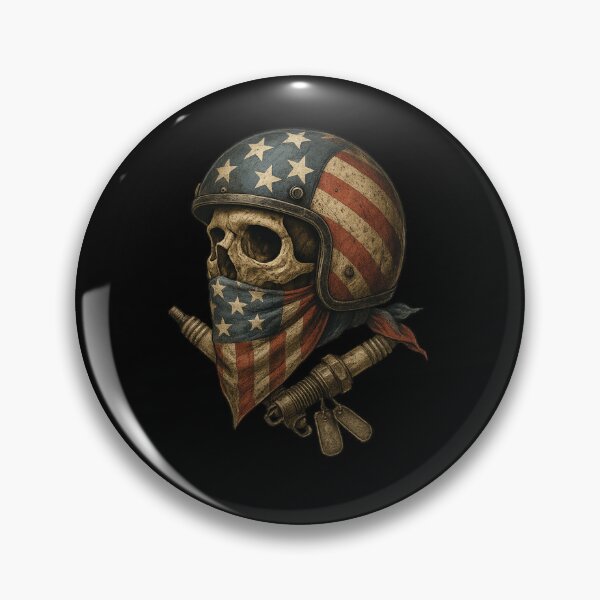 Item preview, Side biker skull with USA flag helmet designed and sold by LaNadaYFundante.