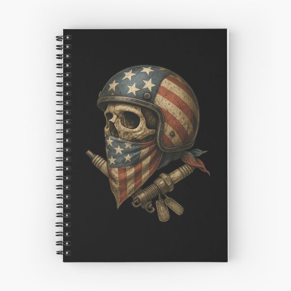 Item preview, Side biker skull with USA flag helmet designed and sold by LaNadaYFundante.