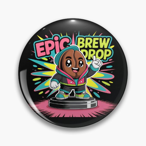 Item preview, Epic Brew Drop Retro Coffee Bean Character Design designed and sold by SplashTastic.
