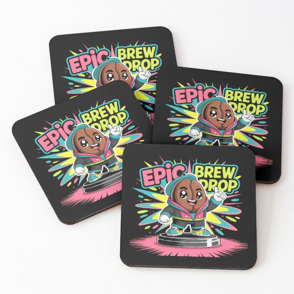 Item preview, Epic Brew Drop Retro Coffee Bean Character Design designed and sold by SplashTastic.