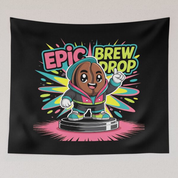 Item preview, Epic Brew Drop Retro Coffee Bean Character Design designed and sold by SplashTastic.