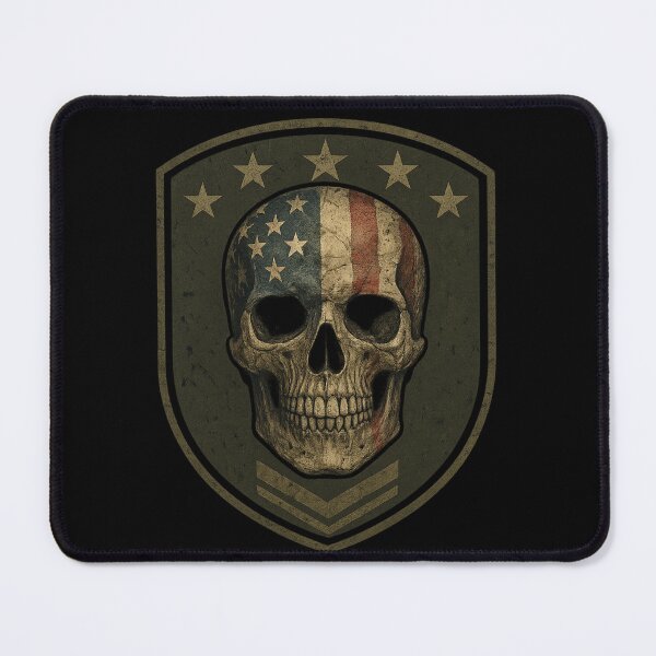 Item preview, Patriotic skull on green shield designed and sold by LaNadaYFundante.