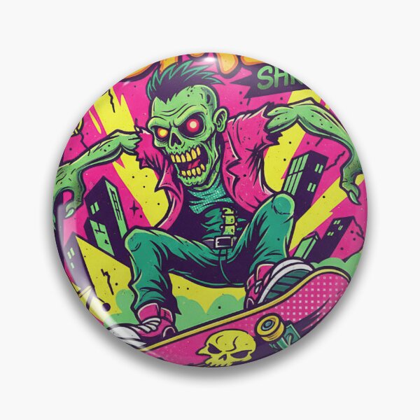 Item preview, Zombie Shredder Undead & Unhinged - Neon Skateboard Art designed and sold by AwesomeBeyondLimits.