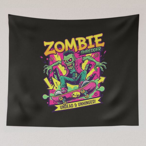 Item preview, Zombie Shredder Undead & Unhinged - Neon Skateboard Art designed and sold by AwesomeBeyondLimits.
