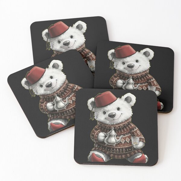 Item preview, Moroccan Mint Tea Bear: Cute Fez Hat Teddy in Cozy Winter Sweater designed and sold by designwiss.