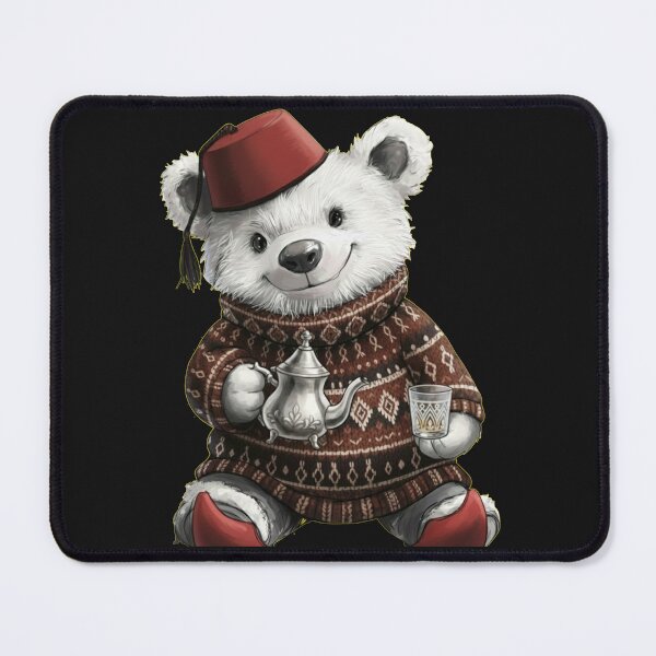 Item preview, Moroccan Mint Tea Bear: Cute Fez Hat Teddy in Cozy Winter Sweater designed and sold by designwiss.