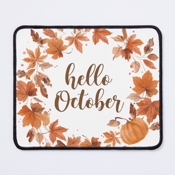 Item preview, Hello October, Pumpkin & Falling Leaves Autumn Monthly Calendar Sticker designed and sold by Moodune.