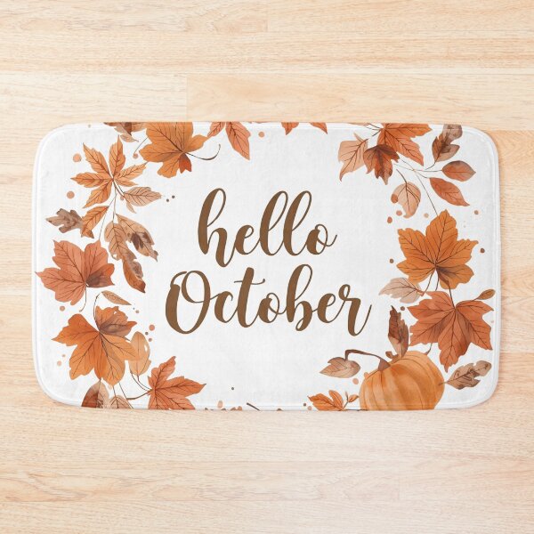 Item preview, Hello October, Pumpkin & Falling Leaves Autumn Monthly Calendar Sticker designed and sold by Moodune.