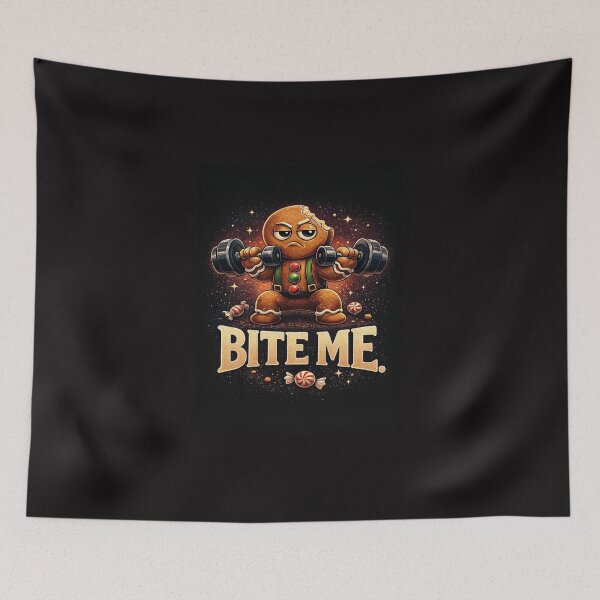Item preview, Gingerbread Gym Bro – “Bite Me” Funny Christmas Cookie Art designed and sold by StickerVibeStudio.